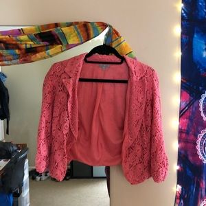 Charlotte Russe Pink Lace Blazer